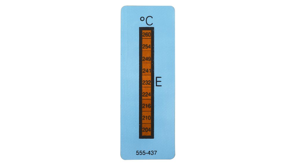Temperatuurindicatiestrip, Niet-omkeerbaar, Acryl, 204 ... 260°C, 10 ST